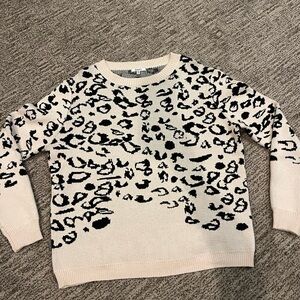 JODIFL Cream and Black Leopard Print Sweater